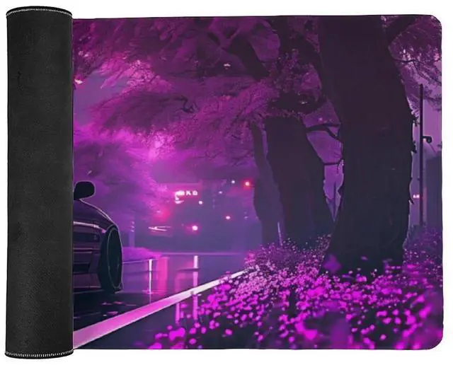Alt view image 3 of 5 - FeoYoed Large Mouse Pad Anime JDM Car S13 Purple Flowers Static Desk Mat Computer Accessories Gaming Office Organizers Supplies Decor Essentials Keyboard Pads for Desk Rubber 40x90cm