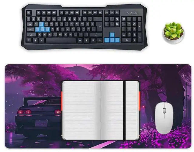 Alt view image 4 of 5 - FeoYoed Large Mouse Pad Anime JDM Car S13 Purple Flowers Static Desk Mat Computer Accessories Gaming Office Organizers Supplies Decor Essentials Keyboard Pads for Desk Rubber 40x90cm