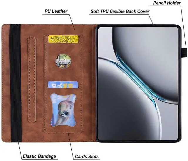 Alt view image 3 of 5 - DWaybox for OnePlus Pad 2 Case 12.1 inch 2024 Released, Retro Folio Shell for OnePlus Pad Pro Cover with Card Holder & Multi-Angle Stand -Brown