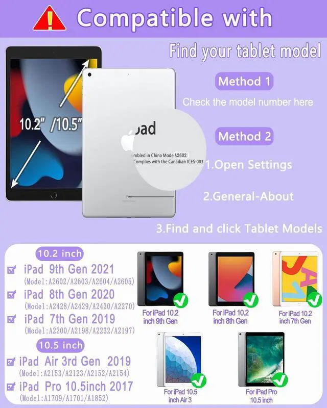 Alt view image 2 of 5 - EAMPANG Case with Keyboard for iPad 9th 8th 7th Generation 10.2 inch,7 Rainbow Backlit Detachable Wireless Keyboard Rotatable Magnetic Cover with Pencil Holder for iPad Air 3rd Gen/Pro 10.5 Purple
