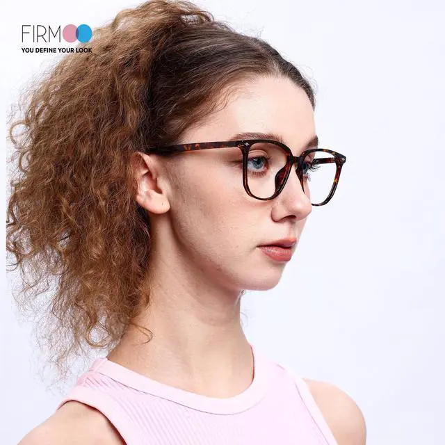 Alt view image 3 of 5 - Firmoo Blue Light Blocking Glasses for Woman/Men, Lightweight TR90 Square Frame Computer Gaming & Phone Glasses Tortoise