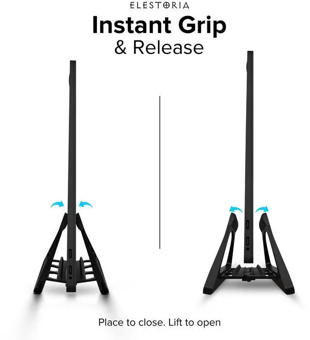 Alt view image 4 of 5 - Elestoria Vertical Laptop Stand Holder- Adjustable Laptop Holder Vertical fits All MacBook, Chromebook & Gaming Laptops - Black