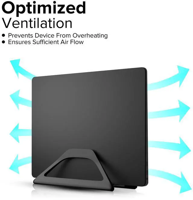 Alt view image 5 of 5 - Elestoria Vertical Laptop Stand Holder- Adjustable Laptop Holder Vertical fits All MacBook, Chromebook & Gaming Laptops - Black