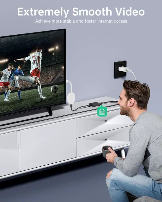 Alt view image 4 of 5 - ELECTOP Ethernet Adapter for Chromecast with Google TV, USB Type C to RJ45 Ethernet Network Adapter Compatible with Chromecast HD/4K and More Streaming TV Sticks, 2 Pack