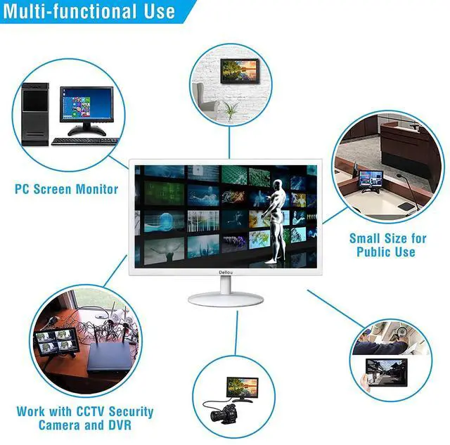 Alt view image 2 of 5 - Elweyoo 24 inch CCTV White Monitoring Display Screen Security Camera Monitor Multi-Function Interface HDMI, AV, BNC, VGA, USB, PC Input Computer LCD Monitors 1920x1080 Full HD