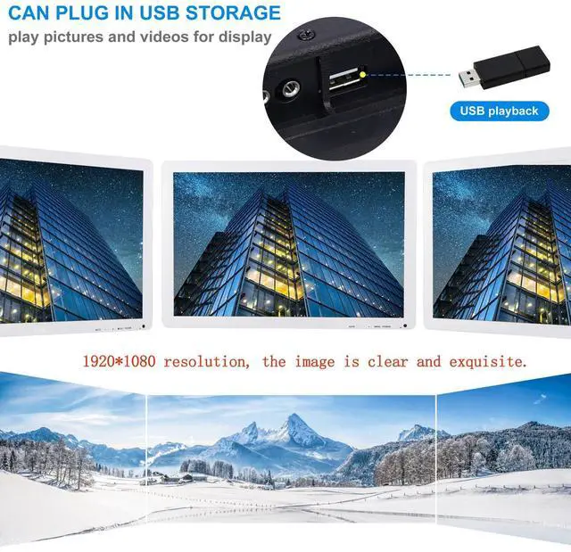 Alt view image 5 of 5 - Elweyoo 24 inch CCTV White Monitoring Display Screen Security Camera Monitor Multi-Function Interface HDMI, AV, BNC, VGA, USB, PC Input Computer LCD Monitors 1920x1080 Full HD