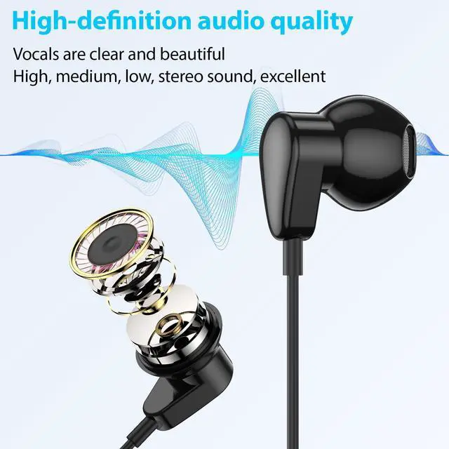 Alt view image 3 of 5 - ELOLOHI USB Headphones with Microphone for PC, 7.5ft Wired Earbuds Noise Canceling Half in-Ear Computer Earphones, Wall Mount Holder for Echo Spot 2024 Black