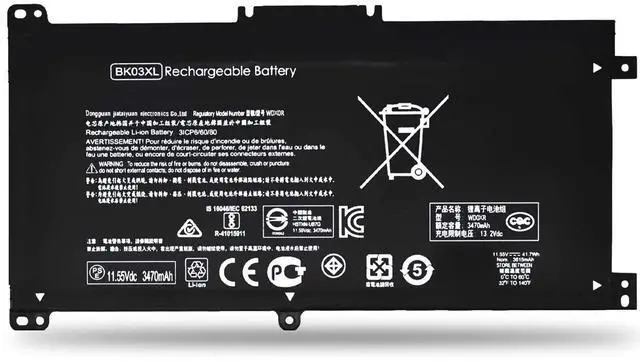 Alt view image 2 of 5 - BK03XL Battery and 65W Charger for HP Pavilion X360 14-BA000 14M-BA000:14m-ba011dx 14m-ba013dx 14m-ba015dx 14m-ba114dx 14-ba253cl 14-ba125cl 14-ba175nr 14-ba051cl 916366-421 916811-855 HSTNN-LB7S