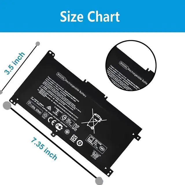 Alt view image 4 of 5 - BK03XL Battery and 65W Charger for HP Pavilion X360 14-BA000 14M-BA000:14m-ba011dx 14m-ba013dx 14m-ba015dx 14m-ba114dx 14-ba253cl 14-ba125cl 14-ba175nr 14-ba051cl 916366-421 916811-855 HSTNN-LB7S