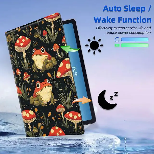 Alt view image 3 of 5 - FQSXFIFN for Samsung Galaxy Tab A9 Plus Case10.9-inch Rotating, Auto Wake Sleep for Samsung A 9 Plus Tablet Case, Case for Galaxy Tab A9+ Leather, Tablet Cover for Woman Man Red Frog