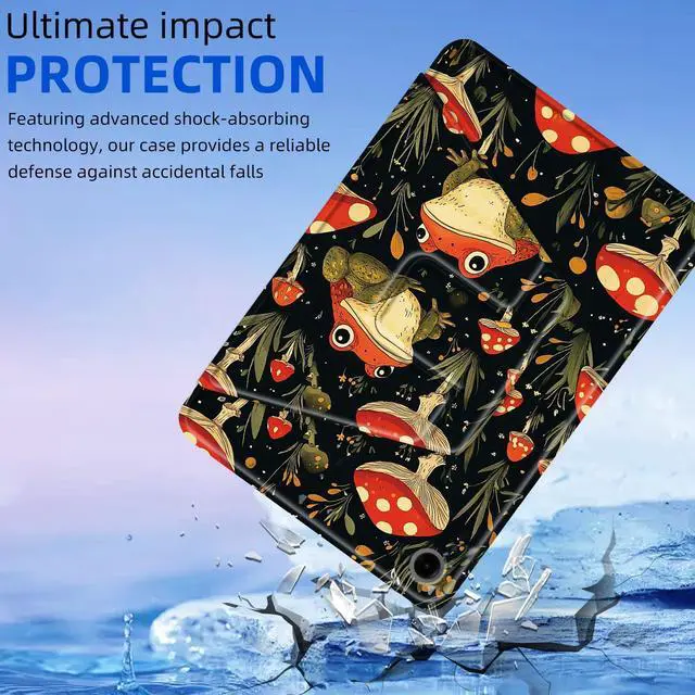 Alt view image 5 of 5 - FQSXFIFN for Samsung Galaxy Tab A9 Plus Case10.9-inch Rotating, Auto Wake Sleep for Samsung A 9 Plus Tablet Case, Case for Galaxy Tab A9+ Leather, Tablet Cover for Woman Man Red Frog