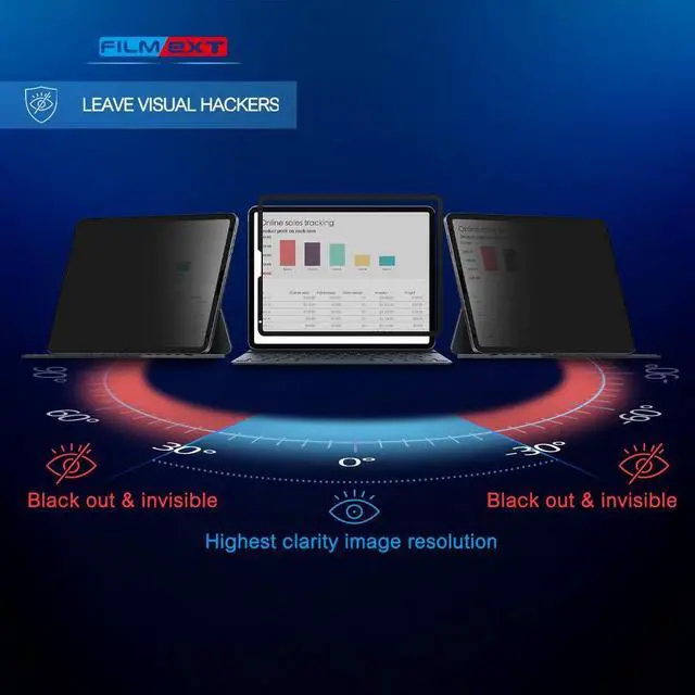 Alt view image 2 of 5 - FILMEXT Removable Ipad Pro Privacy Screen Protector for Ipad Pro 11 inch (2022/2021/2020/2018), Ipad Air 5/Air 4 10.9 inch, Anti-Spy Anti-Glare Filter, Bubble Free & Easy On/Of,[Landscape Privacy]