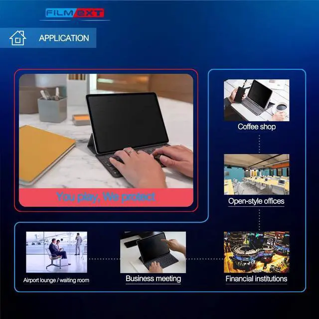 Alt view image 4 of 5 - FILMEXT Removable Ipad Pro Privacy Screen Protector for Ipad Pro 11 inch (2022/2021/2020/2018), Ipad Air 5/Air 4 10.9 inch, Anti-Spy Anti-Glare Filter, Bubble Free & Easy On/Of,[Landscape Privacy]