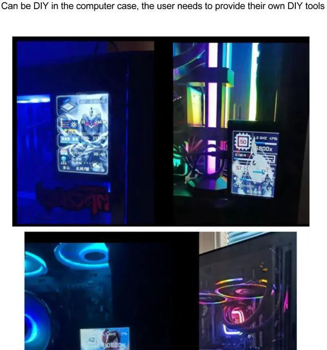 Alt view image 3 of 5 - 3.5In Computer Temp, Full View Display Small Screen Monitor for Aida64 Pc CPU Hard Disk Data Black (White)