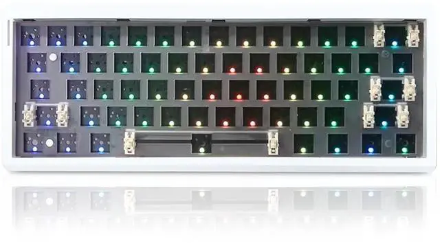 Main image of FKZ GMK61 60% Hot Swappable PCB Custom RGB Gaming Keyboard Kit - Tri-Mode BT5.0/2.4Ghz/USB-C Wired Barebones Gasket Mount 61 Keys Programmable Mechanical DIY Kit (White)