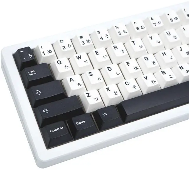 Main image of GEKUCAP 133 Keys Black and White Japanese Keycaps, Minimalist Style Cherry Profile Custom Keycaps, Dye Sublimation PBT Keycaps Set for Cherry MX Switch Gaming Mechanical Keyboards