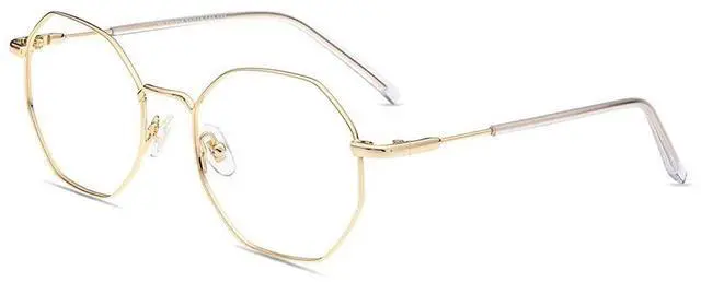 Main image of Firmoo Polygon Blue Light Blocking Glasses for Woman Men, Gold Blue Light Filter Computer Glasses Reduce Eyestrain Headache Metal Glasses