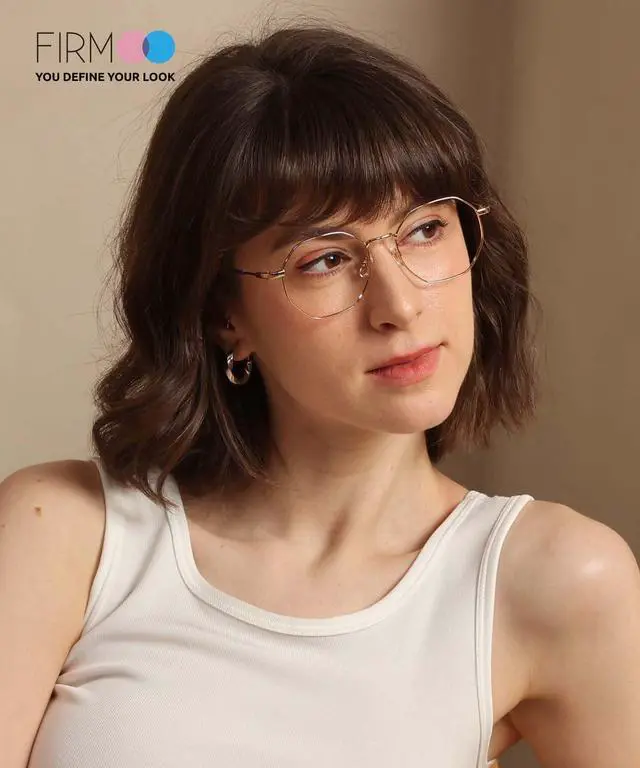 Alt view image 3 of 5 - Firmoo Polygon Blue Light Blocking Glasses for Woman Men, Gold Blue Light Filter Computer Glasses Reduce Eyestrain Headache Metal Glasses