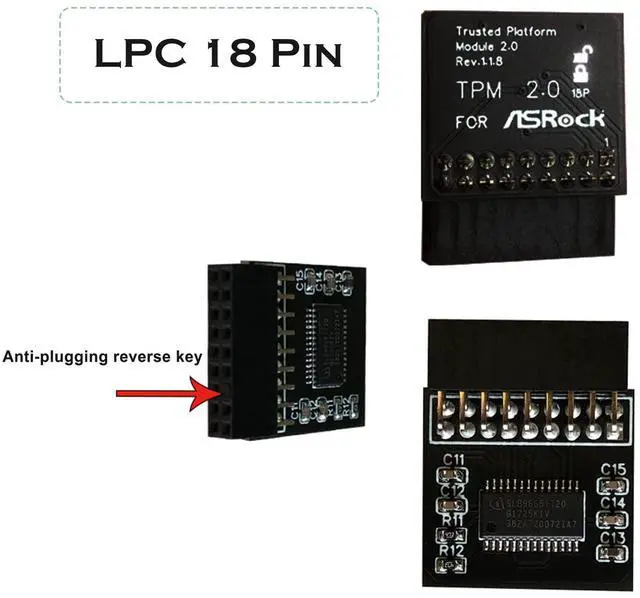 Alt view image 4 of 5 - Professional TPM2.0 Security Module SPI 14 Pin As Rock 14-1Pin Motherboards Card for As Rock TPM2-SLI-S-SPI Platform Replacement Part