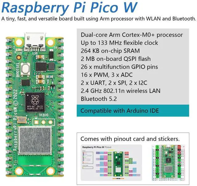 Alt view image 3 of 5 - Freenove Ultimate Starter Kit for Raspberry Pi Pico W (Included), Dual-core Arm Cortex-M0+ Microcontroller, 767-Page Detailed Tutorial, 224 Items, 119 Projects, Python C Java Code