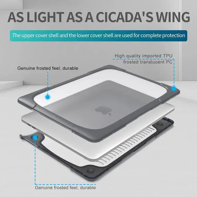 Alt view image 2 of 5 - Funut for MacBook Pro 16 Inch Case 2024/2023/2021, M3 / M2 / M1 Pro/Max A2991 A2780 A2485, Heavy Duty Plastic Hard Shell with TPU Bumper Fold Kickstand & Keyboard Cover,Gray