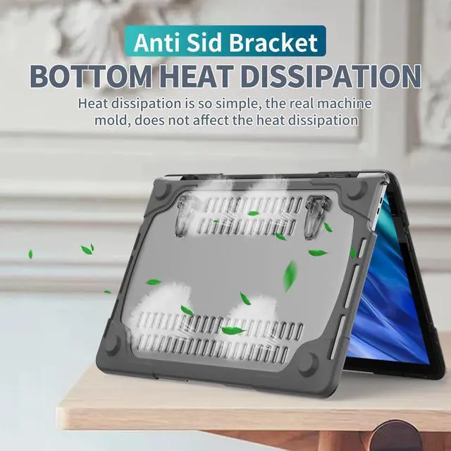 Alt view image 4 of 5 - Funut for MacBook Pro 16 Inch Case 2024/2023/2021, M3 / M2 / M1 Pro/Max A2991 A2780 A2485, Heavy Duty Plastic Hard Shell with TPU Bumper Fold Kickstand & Keyboard Cover,Gray