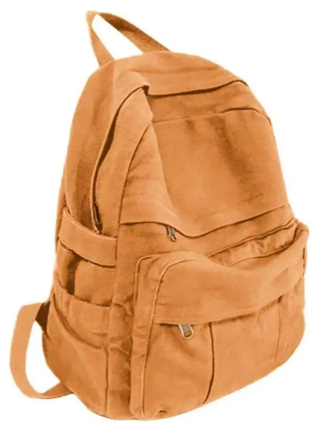 Main image of GAMLFL Light Brown Canvas Backpack for Women & Men Retro Aesthetic Rucksack Basic Backpack for High School/College Students Travel Laptop Bag