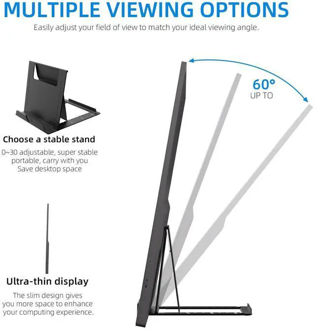 Alt view image 4 of 5 - gogtesi 15.6 Inch Portable Monitor FHD 1080P with Stand, IPS Display for PC, MAC, Phone, Switch, PS, Xbox with USB-C & HDMI (Without Adapter)