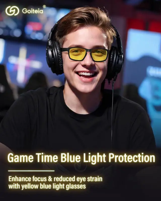 Alt view image 4 of 5 - Goiteia Blue Light Gaming Glasses for Esports Player, Blue Light Gaming Glasses Computer Glasses for Better Sleep/Eyes Strain/Light Sensitive