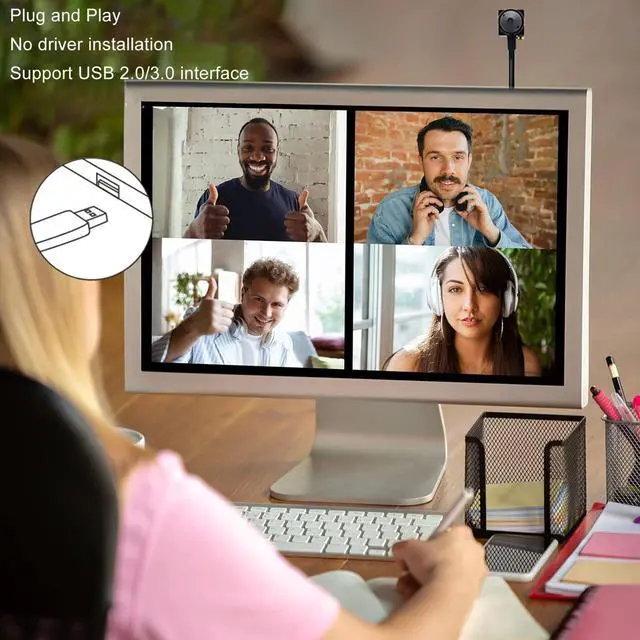 Alt view image 4 of 5 - Eye to Cam, 1080P Center Cam Middle Screen Webcam Auto Focus with Microphone, Eye to Camera, for Online Teaching, Video Calls, Recording, and Meetings