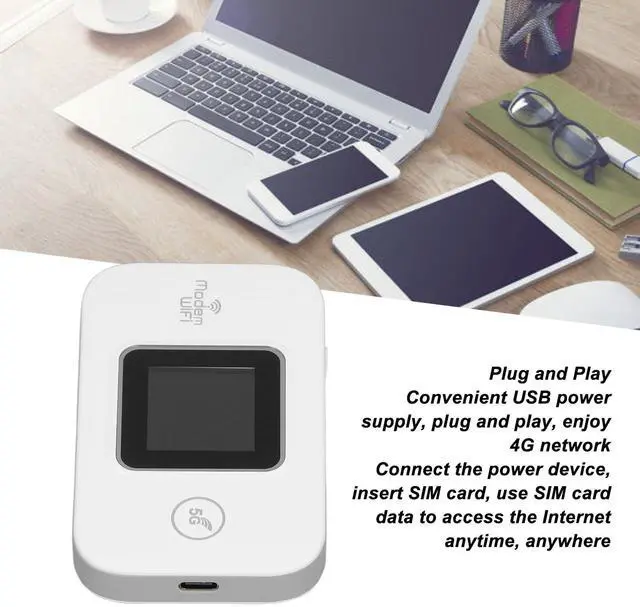 Alt view image 3 of 5 - Portable Wi Fi Mobile Hotspot, Unlocked Wi Fi Hotspot Device with SIM Card Slot Portable Travel Wi Fi for Europe Asia, Supports 10 Device Connections