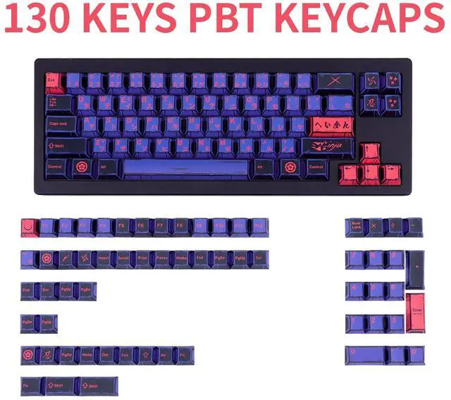 Alt view image 2 of 5 - GEKUCAP Purple Japanese PBT Custom Keycaps, 130 Keys Black Purple Manga Key Caps, Cherry Profile Dye Sublimation Keyboard Keycap Set for Cherry MX Gateron Kailh Switches Mechanical Keyboard