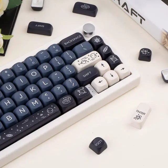 Alt view image 4 of 5 - GEKUCAP MOA Keycaps 126 Keys PBT Keycaps Dye-Sublimation Custom Keyboard Key Caps Set for Cherry Gateron MX Switches Mechanical Keyboards, Black Blue Space Theme Key Caps