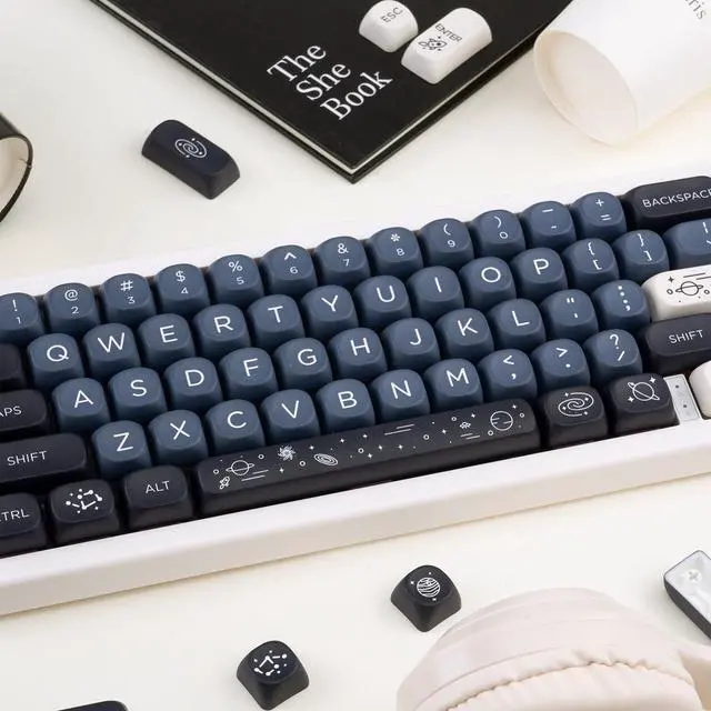 Alt view image 5 of 5 - GEKUCAP MOA Keycaps 126 Keys PBT Keycaps Dye-Sublimation Custom Keyboard Key Caps Set for Cherry Gateron MX Switches Mechanical Keyboards, Black Blue Space Theme Key Caps