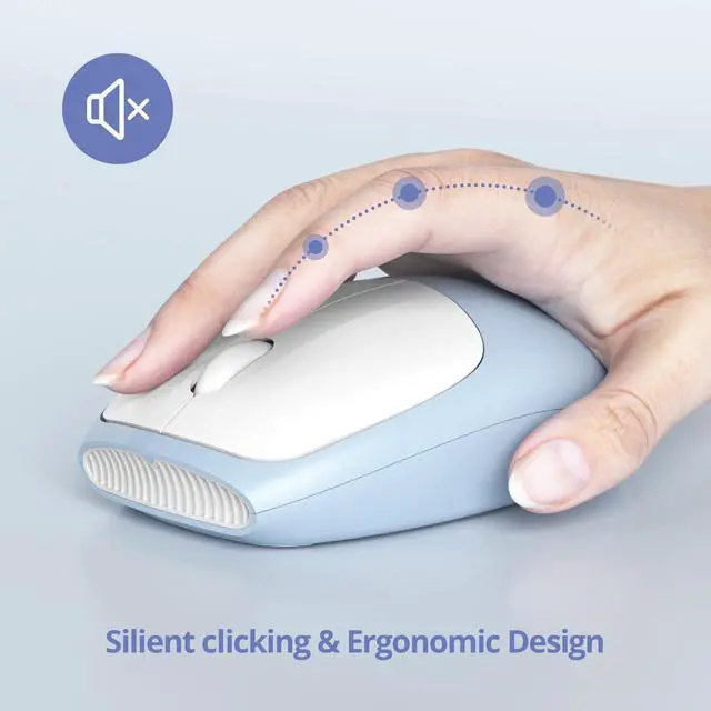 Alt view image 4 of 5 - surmen Blue Keyboard and Mouse Wireless, Cute Wireless Typewriter, Full Size Slim Silent Keyboard Round Keys Aesthetic for Home and Office(Colorful Blue)