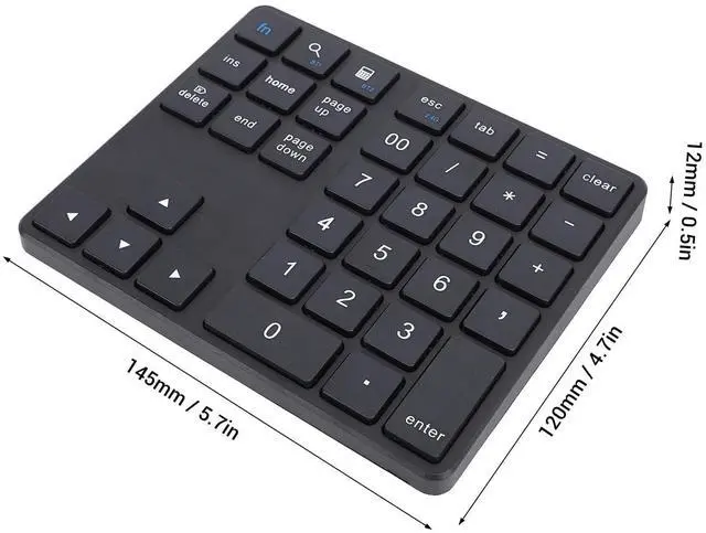 Alt view image 2 of 5 - Bluetooth Number Pad, 2.4G Numeric Keypad Numpad, 35 Keys, Rechargeable Financial Accounting Numeric Pad for Laptop Desktop PC (Black)