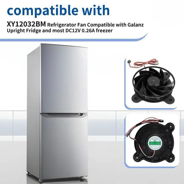 Alt view image 2 of 5 - XY12032BM Refrigerator Fan Compatible with Galanz Upright Fridge/Freezer, Fridge Silent Cooling Freezing Fan, Refrigeration Cooling, 120x120x32mm DC12V 0.26A