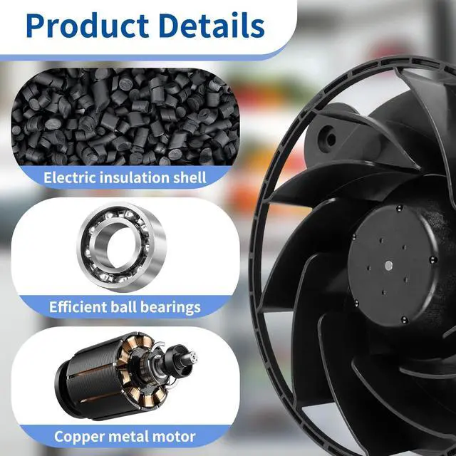 Alt view image 4 of 5 - XY12032BM Refrigerator Fan Compatible with Galanz Upright Fridge/Freezer, Fridge Silent Cooling Freezing Fan, Refrigeration Cooling, 120x120x32mm DC12V 0.26A