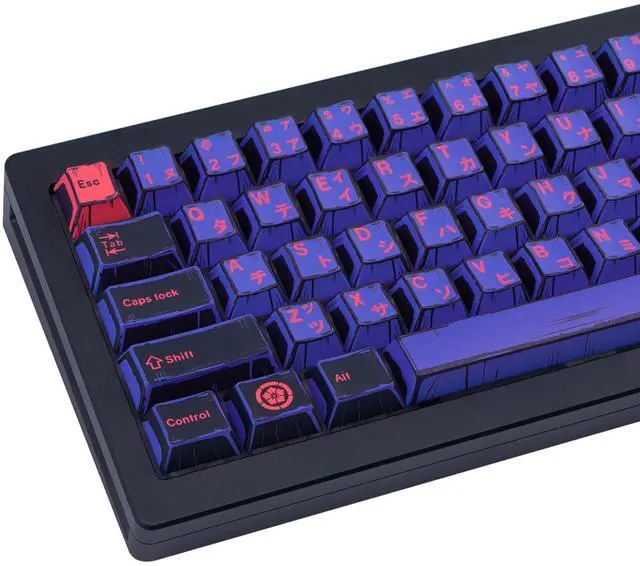 Main image of GEKUCAP Purple Japanese PBT Custom Keycaps, 130 Keys Black Purple Manga Key Caps, Cherry Profile Dye Sublimation Keyboard Keycap Set for Cherry MX Gateron Kailh Switches Mechanical Keyboard