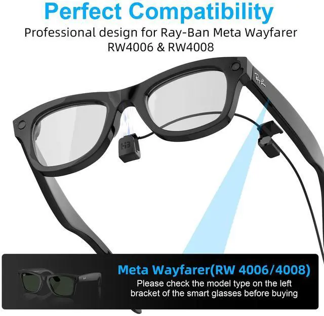 Alt view image 2 of 5 - HiBloks USB-C Charging Cable for Ray-Ban Meta Wayfarer(RW4006&RW4008) Smart Glasses, 3.9ft Tangle-Free TPE/TPU Cable, Built-in Voltage Stabilizer & PTC Protection, Power Bank/Phone/Car/Laptop Charging