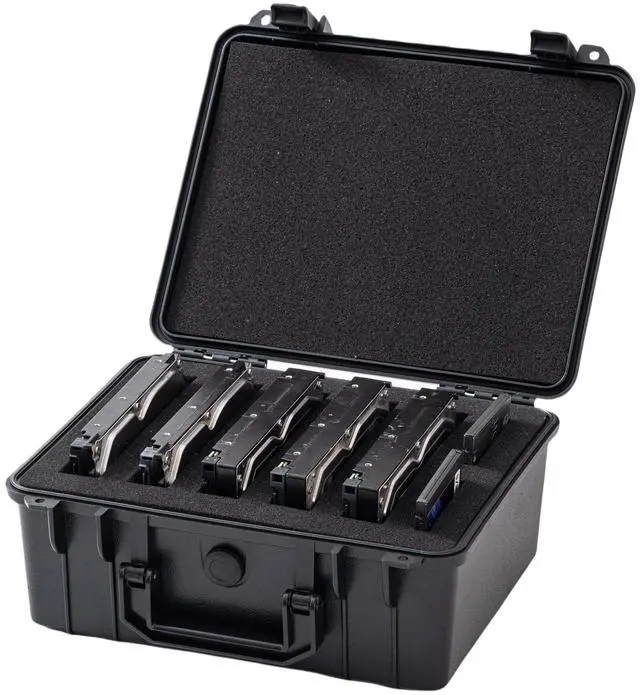 Main image of Hard Drive Case for 3.5" HDD & 2.5" SSD - 5-Bay Shockproof PP Storage Box with Pre-Cut Foam, IP54 Splash Resistance & Anti-Static Protection (Compact & Lightweight)