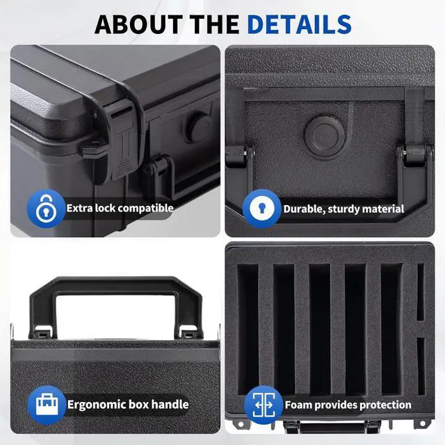 Alt view image 3 of 5 - Hard Drive Case for 3.5" HDD & 2.5" SSD - 5-Bay Shockproof PP Storage Box with Pre-Cut Foam, IP54 Splash Resistance & Anti-Static Protection (Compact & Lightweight)