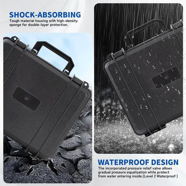 Alt view image 5 of 5 - Hard Drive Case for 3.5" HDD & 2.5" SSD - 5-Bay Shockproof PP Storage Box with Pre-Cut Foam, IP54 Splash Resistance & Anti-Static Protection (Compact & Lightweight)