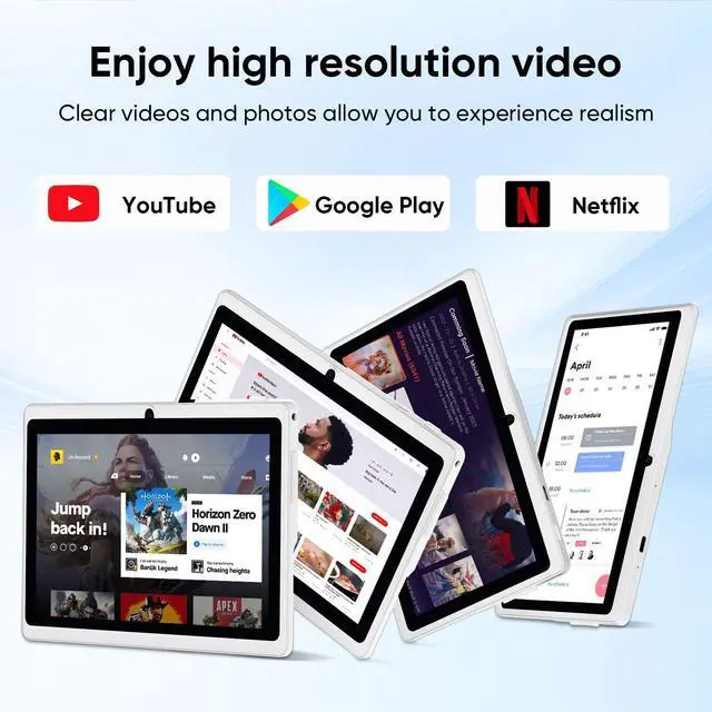 Alt view image 4 of 5 - HNVHNV Android 15 Tablet 7 Inch Tablet, 9GB RAM 32GB ROM 1TB Expansion, Quad-core Processor, Dual Camera, 5G/2.4G WiFi, Bluetooth, Parental Control, Drop-Proof Case (Black)