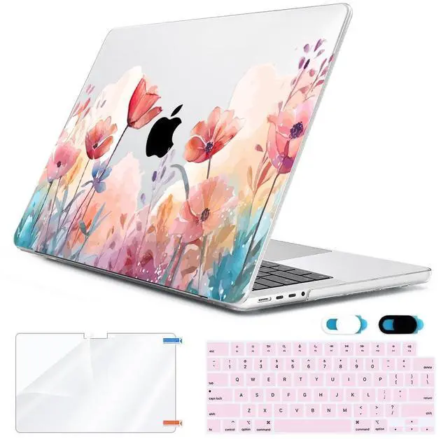Main image of HOHAIYOO for MacBook Pro 16 inch Case 2024 2023 2022 2021 Release M4 A3186 A3403 M3 A2991 M2 A2780 M1 A2485 Touch ID, Hard Case Shell + Keyboard Cover + Screen Protector+ Webcam Cover, Garden Floral