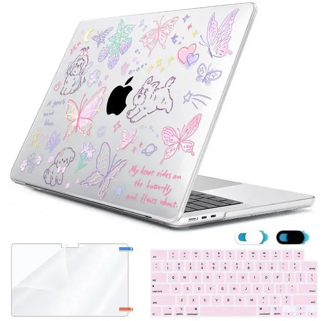 Main image of HOHAIYOO for 2025 2024 2023 2022 MacBook Air 13 inch Case M4 A3240 M3 A3113 M2 A2681 with Touch ID& 13.6" Liquid Retina Display, Plastic Hard Shell&Keyboard Cover&Screen Film&Webcam Cover, Cute Puppy