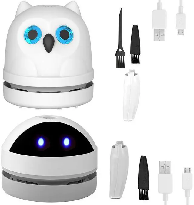 Main image of Hallocool Owl Vacuum Cleaner Mini Desktop Vacuum Sweeper Cute Desk Crumb Vacuum for Cleaning Eraser Waste Pencil Shaving Cookie Crumbs Pet Fur Bread Crumbs