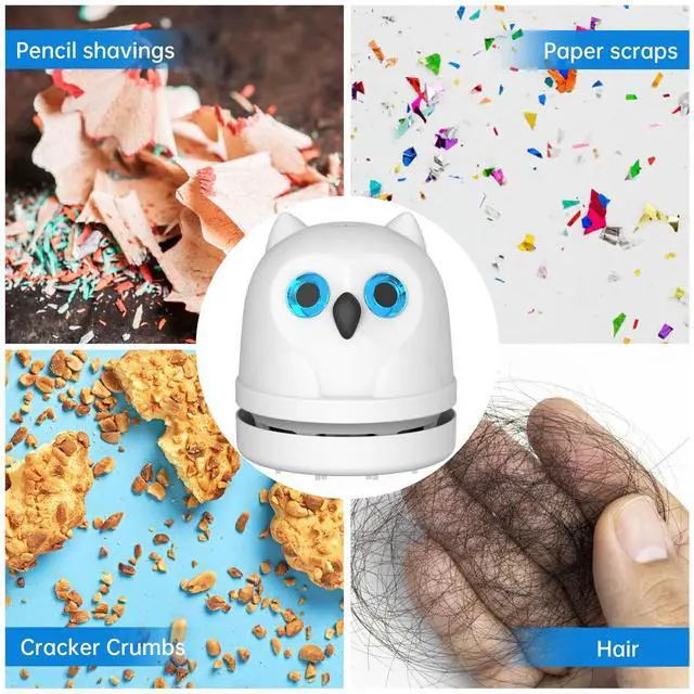 Alt view image 3 of 5 - Hallocool Owl Vacuum Cleaner Mini Desktop Vacuum Sweeper Cute Desk Crumb Vacuum for Cleaning Eraser Waste Pencil Shaving Cookie Crumbs Pet Fur Bread Crumbs