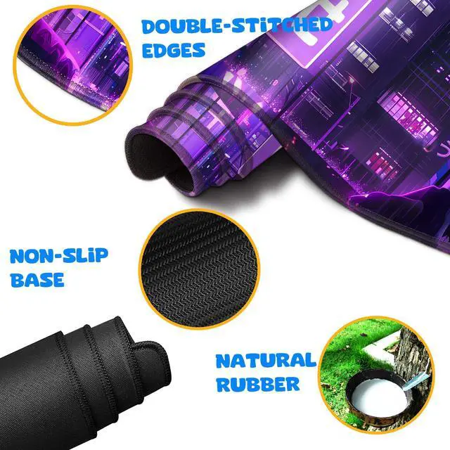 Alt view image 3 of 5 - HaoSiTeck 4-Piece Extended Large Mouse Pad Set for Women Men with Purple Anime Design Includes 35.4 x 15.7 XXL Large Mouse Pad Keyboard Wrist Rest Mouse Wrist Support and Coaster for Office Home