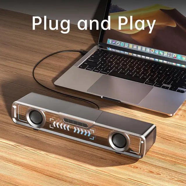 Alt view image 5 of 5 - HATSUTEC Computer Speakers for Desktop PC/Laptop/Monitor,Compact Wired USB Powered Bluetooth Desk Soundbar with Microphone for Home Office Gaming, 10W Speaker/RGB Lights/Crystal Stereo/Enhanced Bass